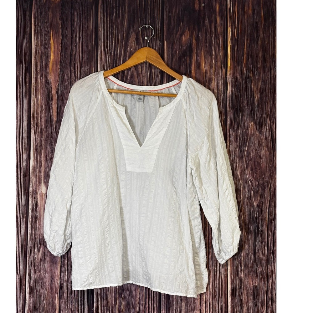 Tommy Bahama White Textured V-Neck Peasant Blouse - Picture 2 of 11